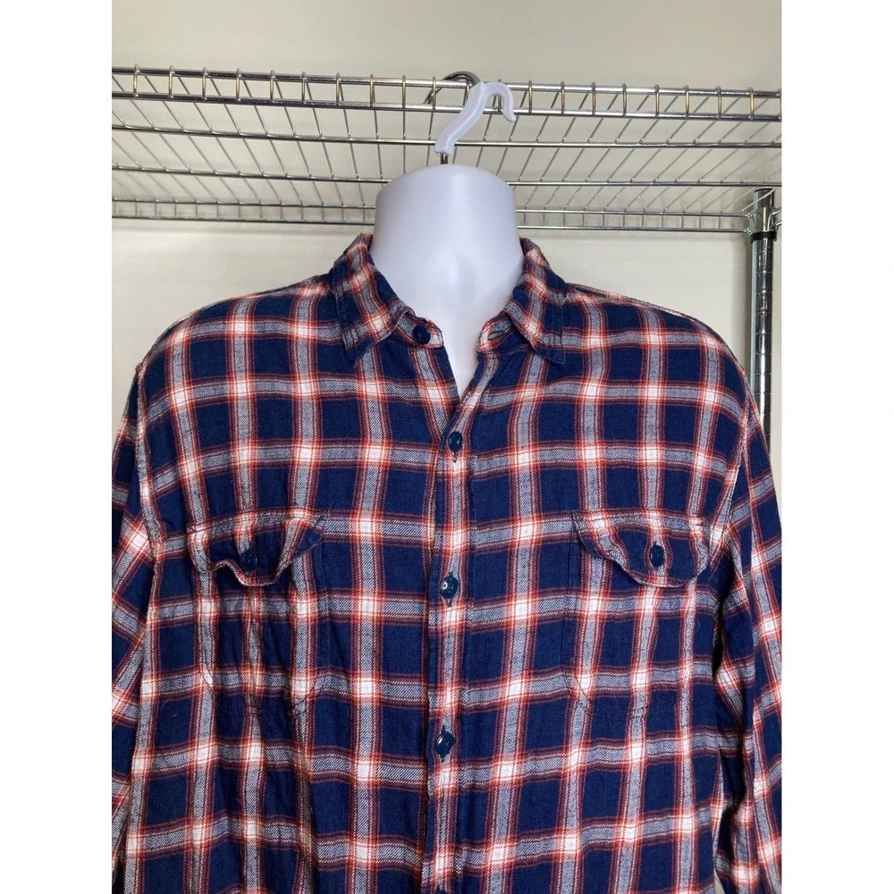 J. Crew Mens Classic Fit Button Up Plaid Flannel Shirt‎ Size XL Western Rustic